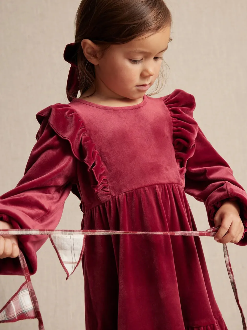 Kids Velvet Bloom Dress - obrazek 2