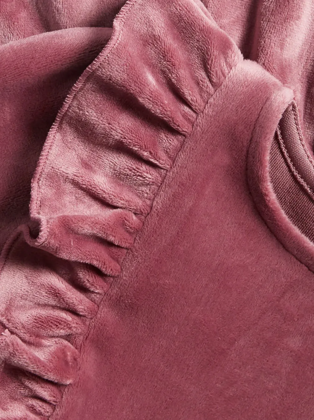 Baby Lilac/Red Velour Dress - obrazek 2