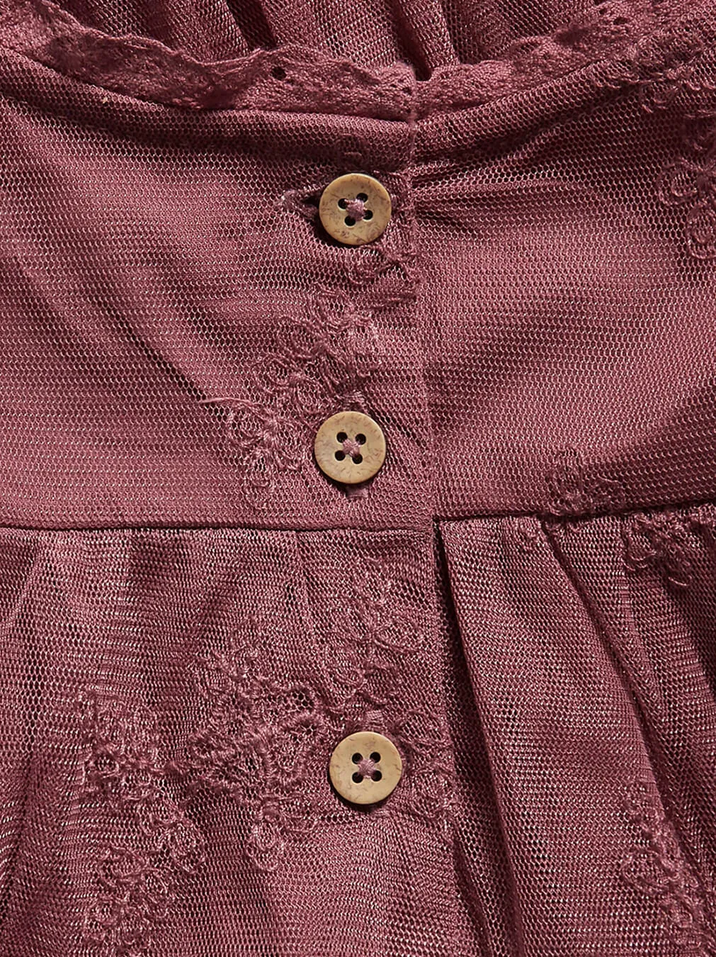 Kids' Red Embroidered Dress - obrazek 2