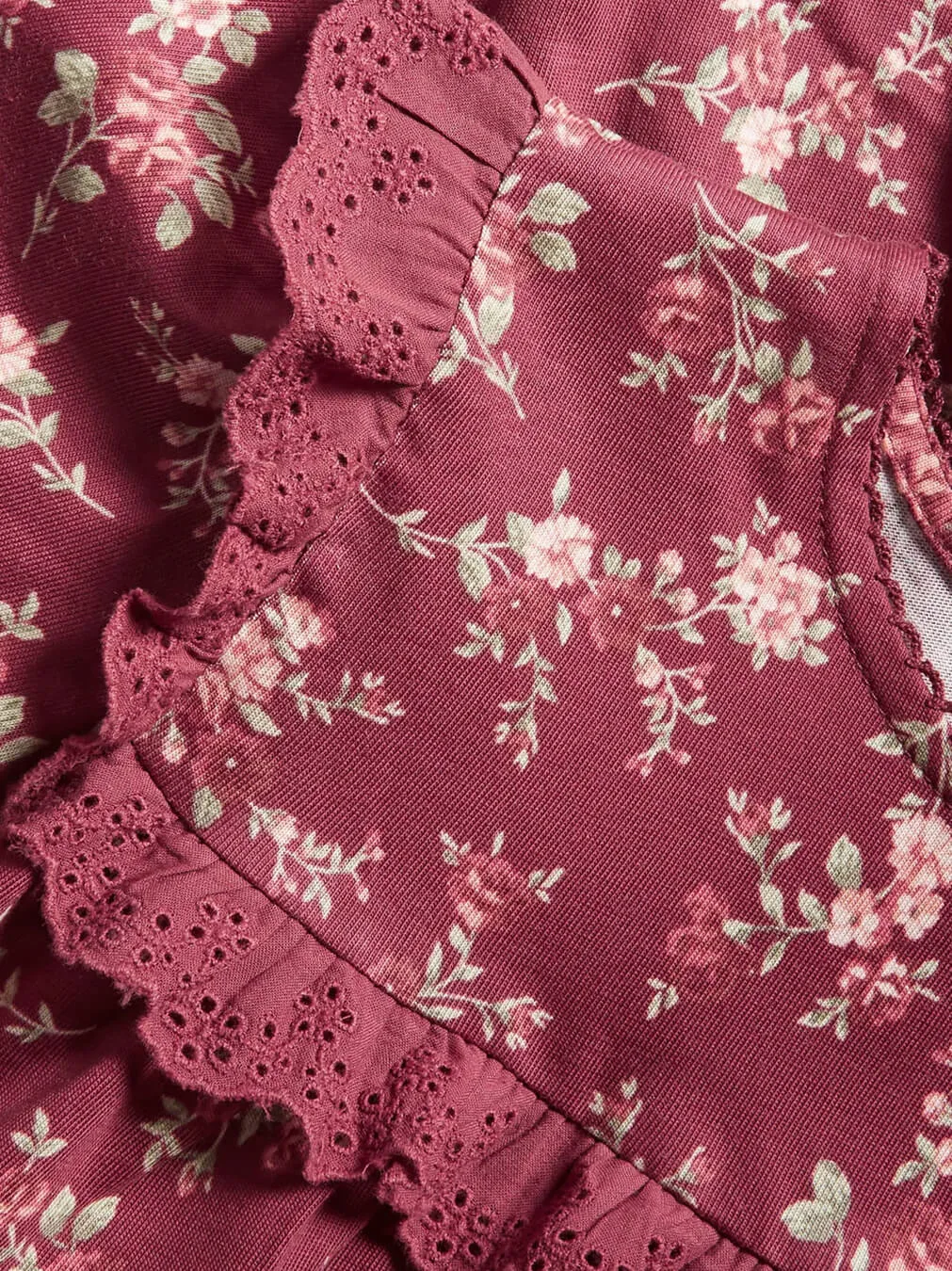 Kids Red Floral Jersey Dress - obrazek 2