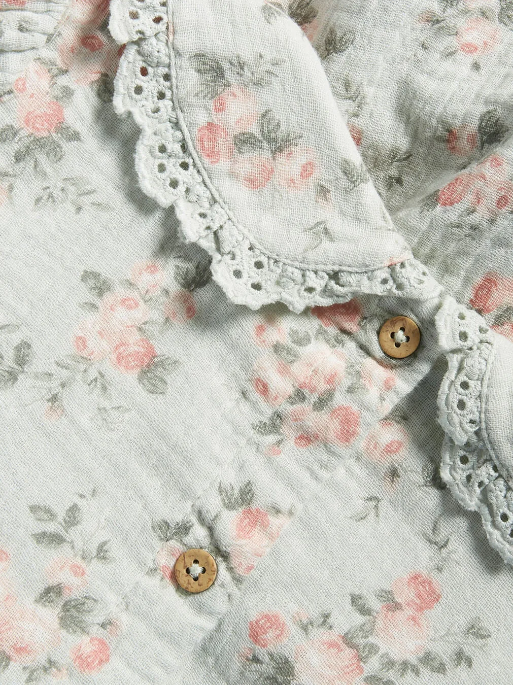 Kids' Green/White Rose Dress - obrazek 2