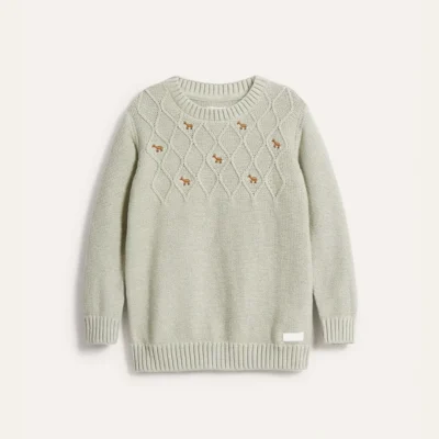 Kids Green Fox Knitted Jumper
